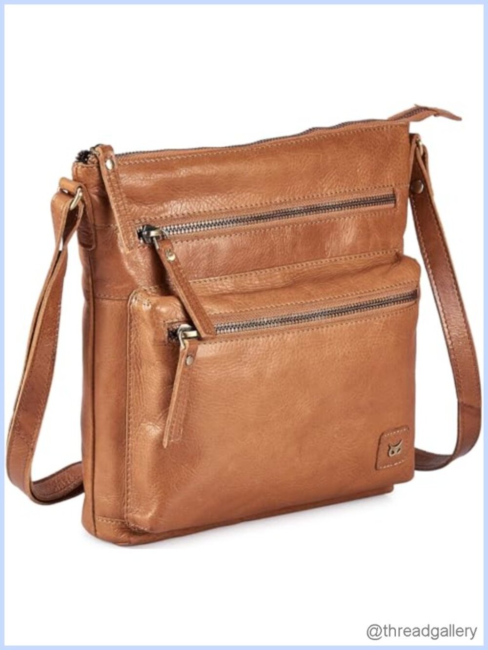 Full Grain Cow Leather Crossbody Sling Bag Small Travel Purse Handbag